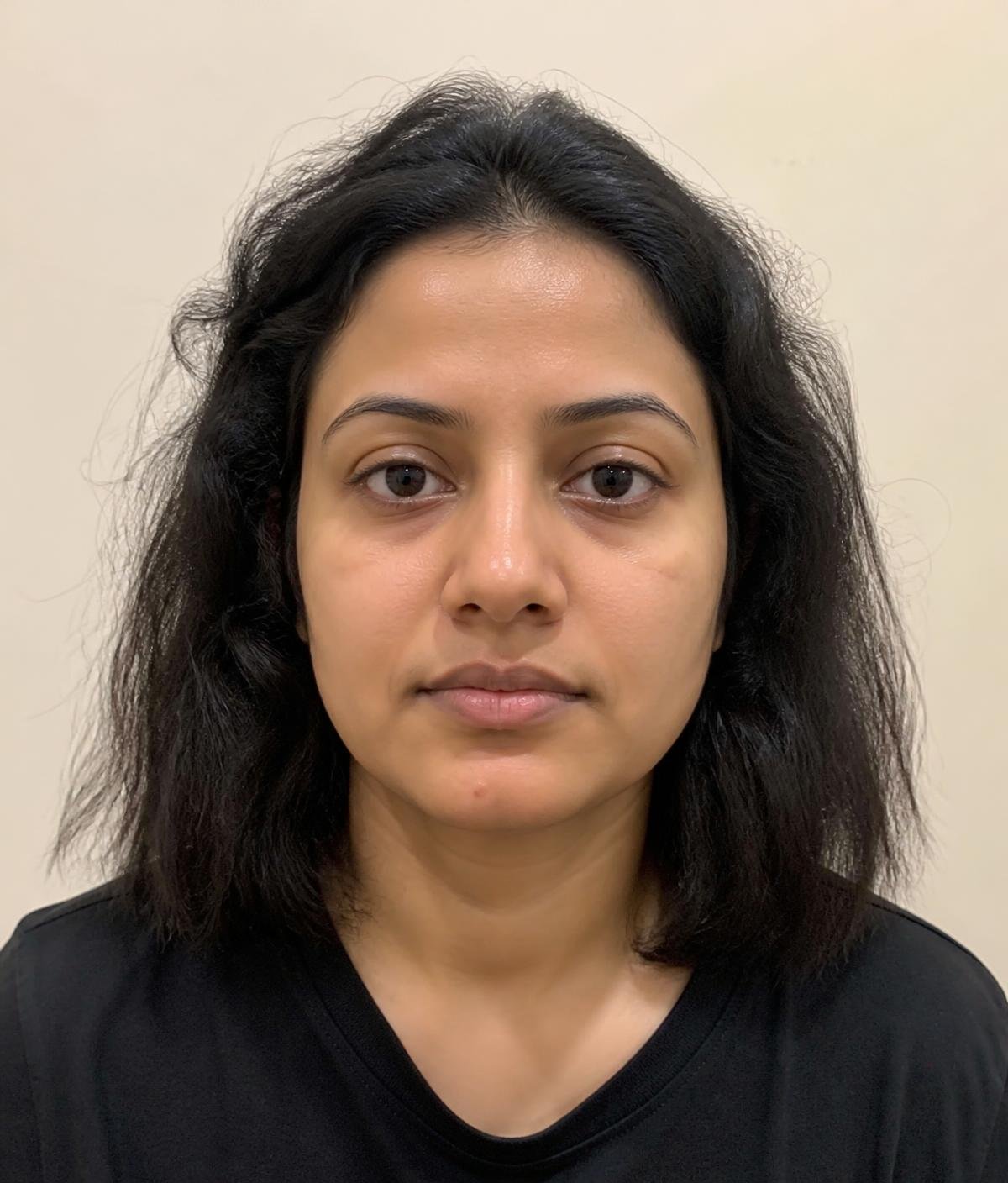 Client before her salon appointment